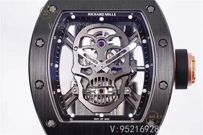 ZF廠理查德米勒RM052骷髏頭黑陶瓷復刻做工評測-復刻表