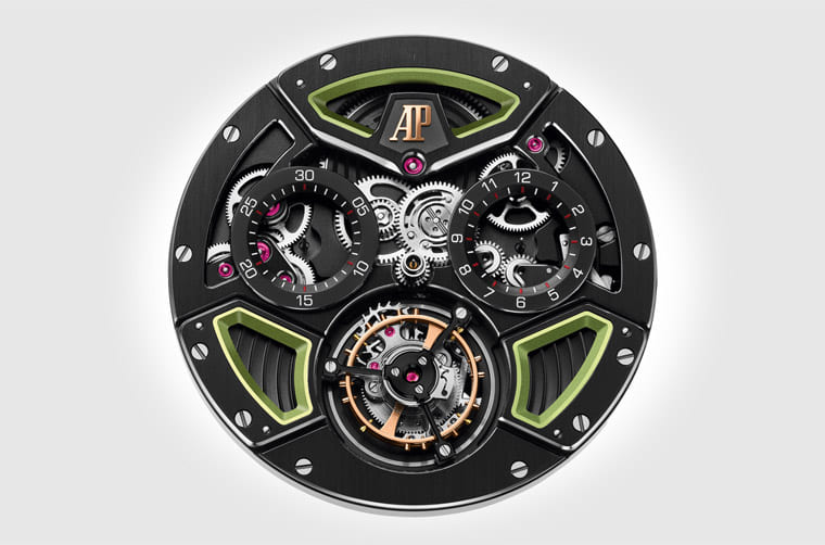 AP皇家橡樹離岸型陀飛輪計時碼表改黑陶瓷殼搭綠色新裝上陣-復(fù)刻表